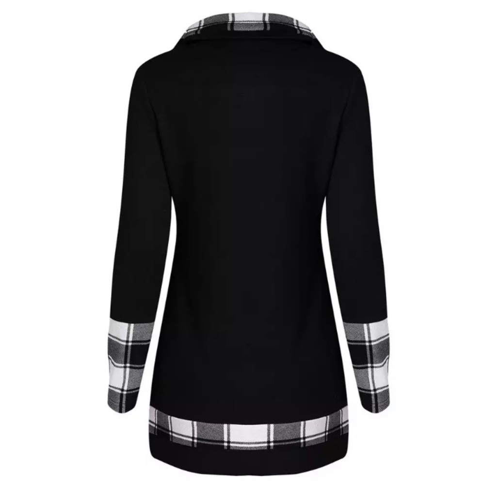 Punk Plaid Turtleneck Tunic Sweatshirt - Picture 2 of 4